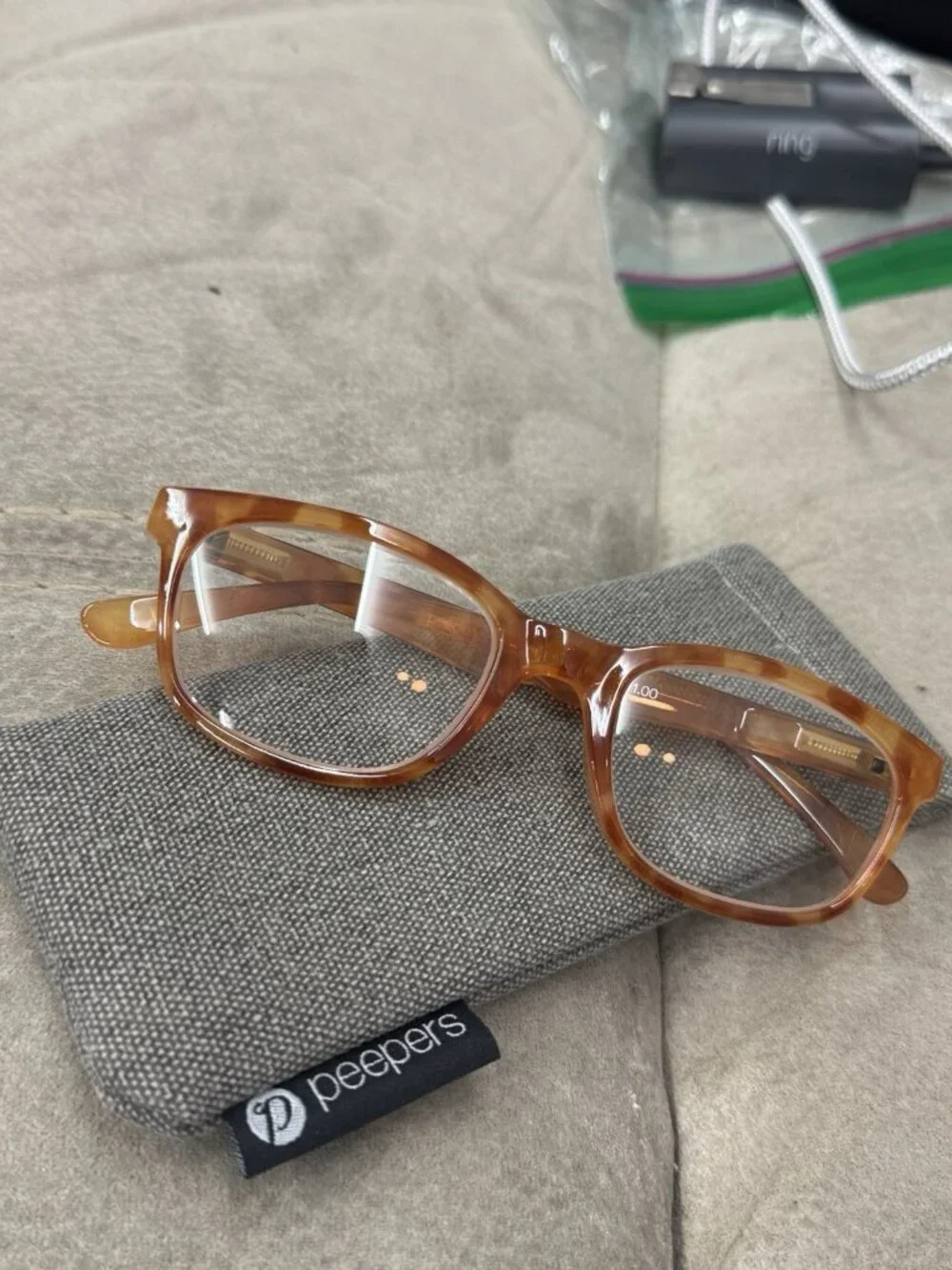 Peepers Last Word Readers +1.00 in Peach Tortoise Shell Gently Used w Case
